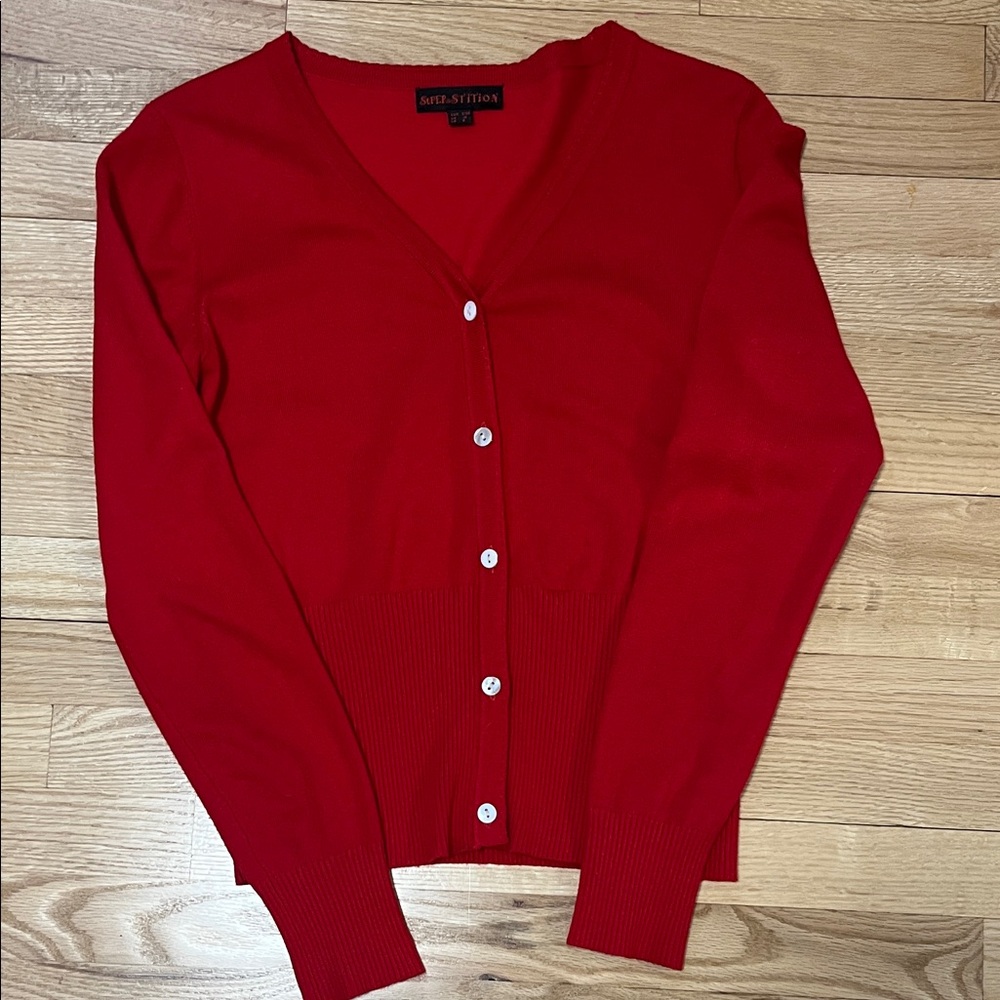 Women's Vibrant Red Cardigan